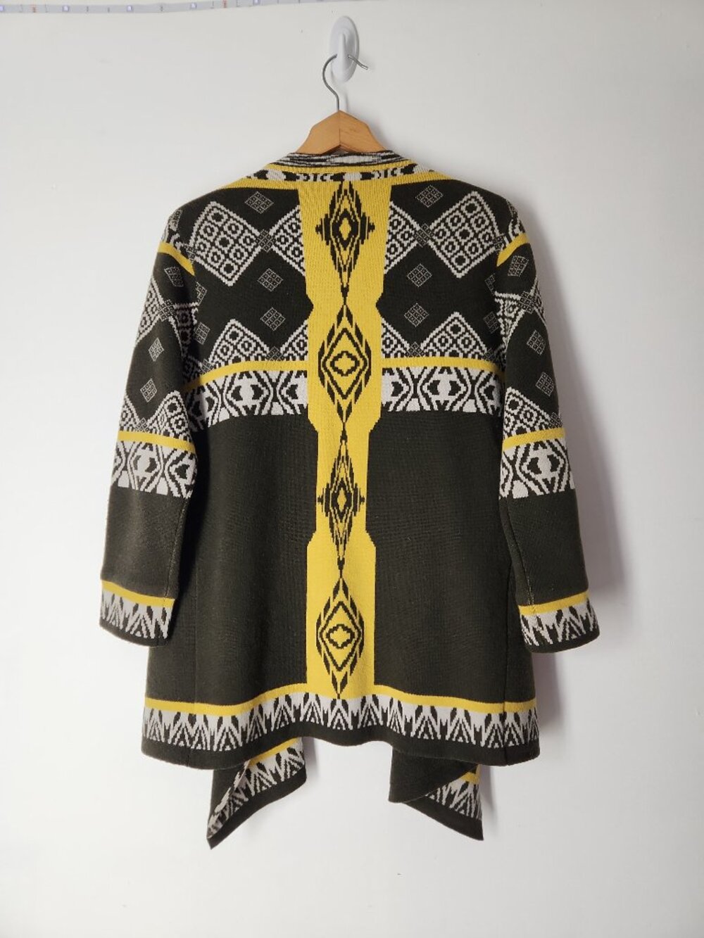 Etro Milano Italy geometric open cardigan sweater wool angora cashmere IT 46 / M